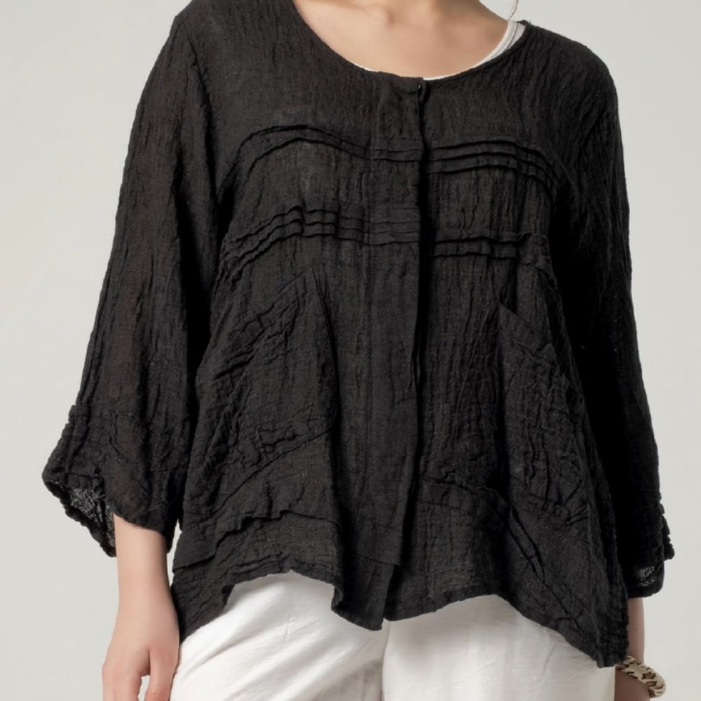 ZEDD PLUS NWT Summer Casual Black Linen Jacket